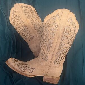 J.B. Dillon sparkly white and gray cowgirl boots